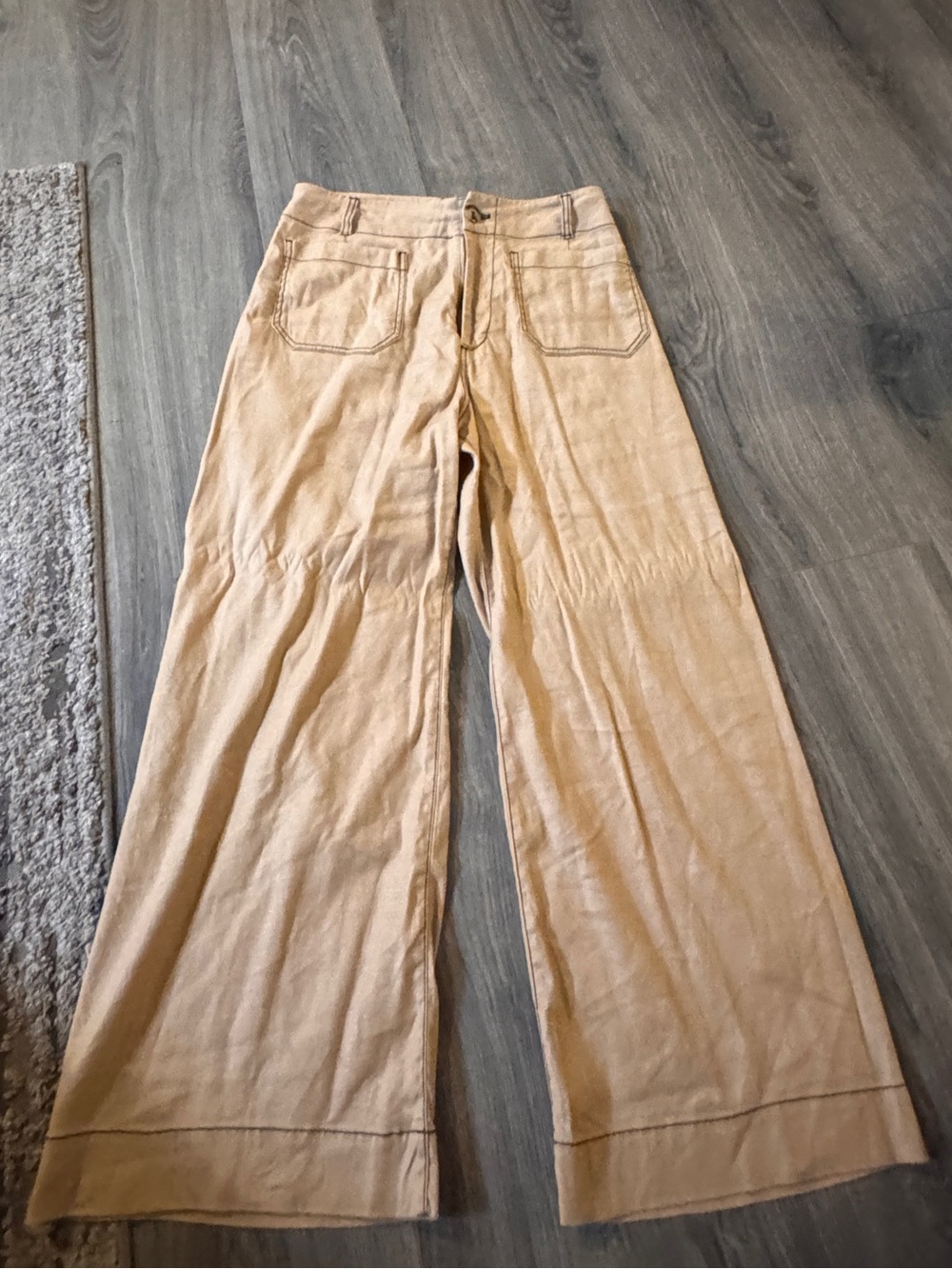 Maeve The Colette Cropped Wide-Leg Pants: Contrast-Stitch Linen - Picture 3 of 6